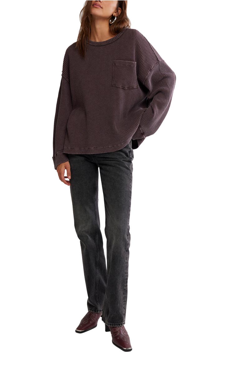 Cotton Thermal Knit Top, Alternate, color, DARK PURPLE