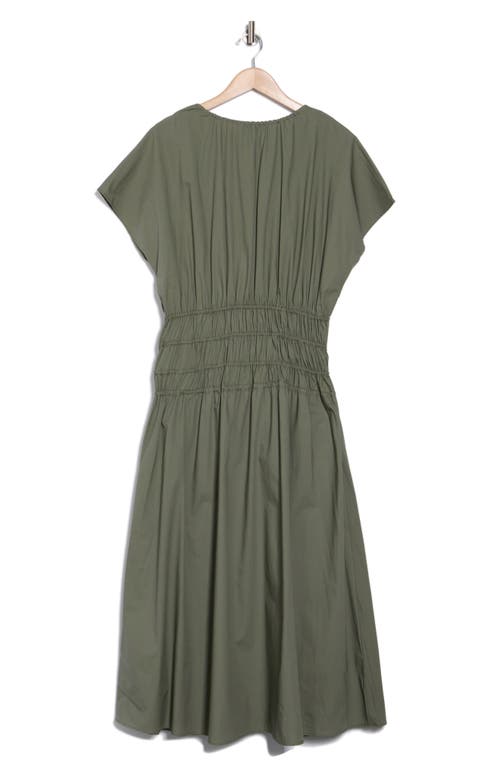 Shop Ellen Tracy Shirred Waist Fit And Flare Dress In Light Olive