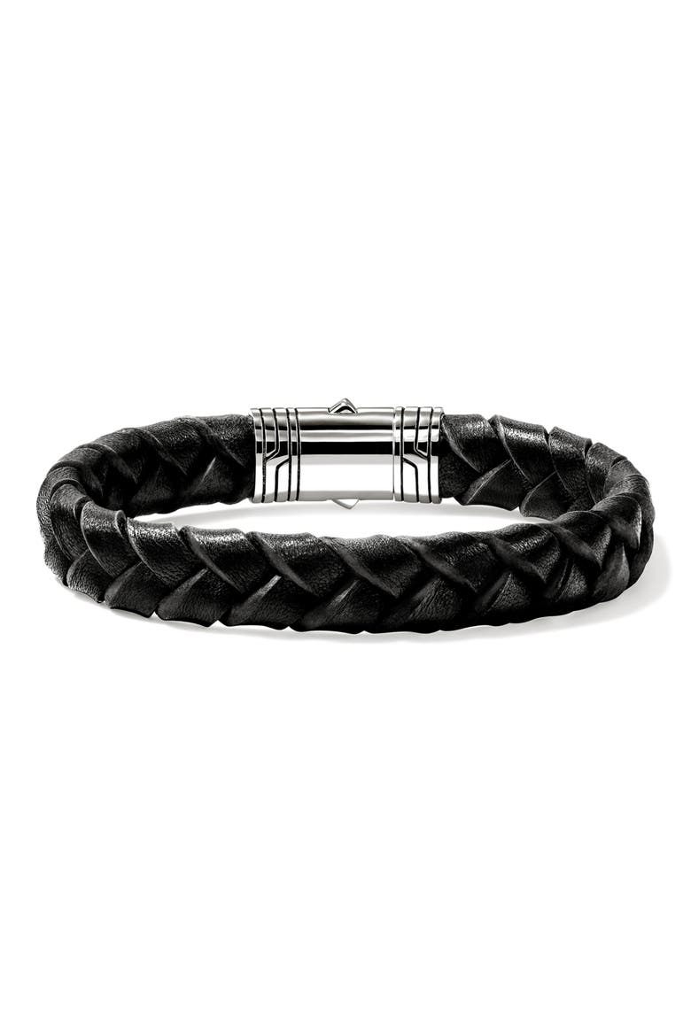 Leather & Sterling Silver Bracelet, Alternate, color, BLACK/ SILVER