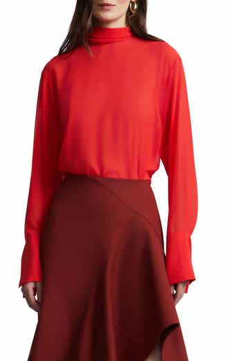 Elowen Mock Neck Chiffon Blouse