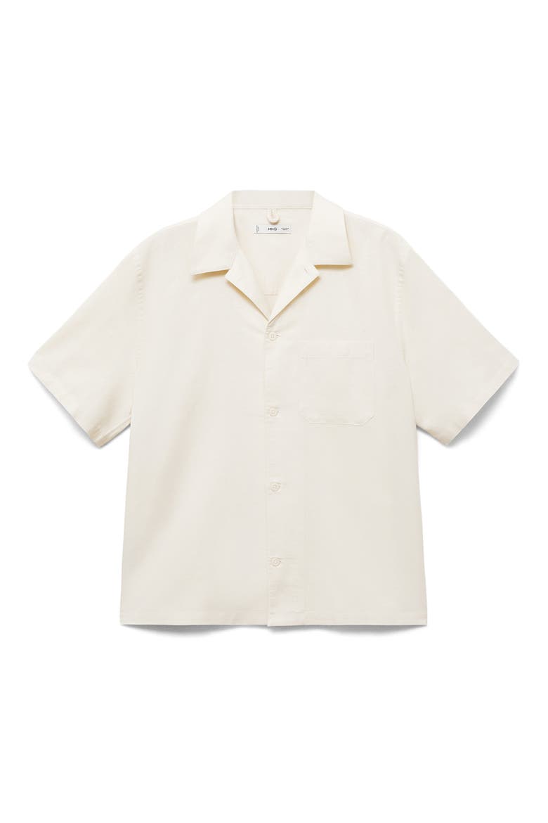 Oversize Cotton & Linen Camp Shirt, Alternate, color, IVORY WHITE