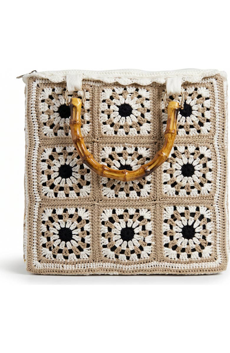 Solomon & Sage Multi Granny Square Handmade Crochet Bag, Main, color, Beige Multi