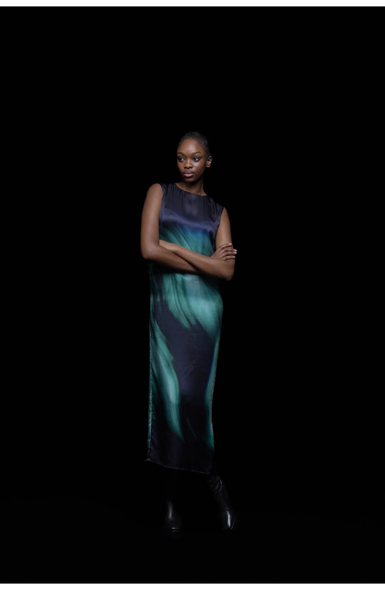 Leem Sleeveless Printed Dress, Alternate, color, Green