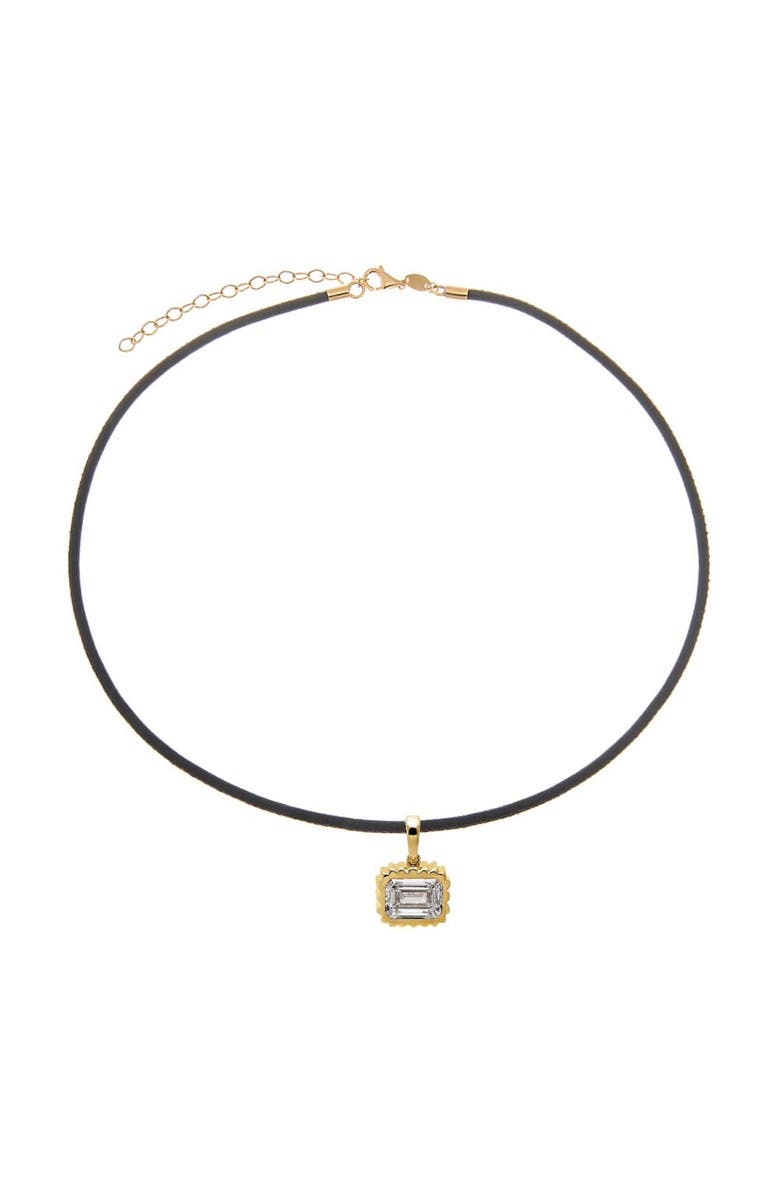 BY ADINA EDEN Lab Grown Diamond Emerald Beaded Leather Chain Necklace 14K, Main, color, Black - 1 Carat