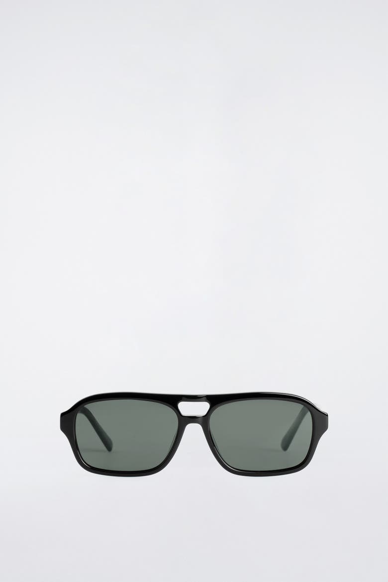 Rectangular Aviator Sunglasses, Alternate, color, BLACK / GRAY