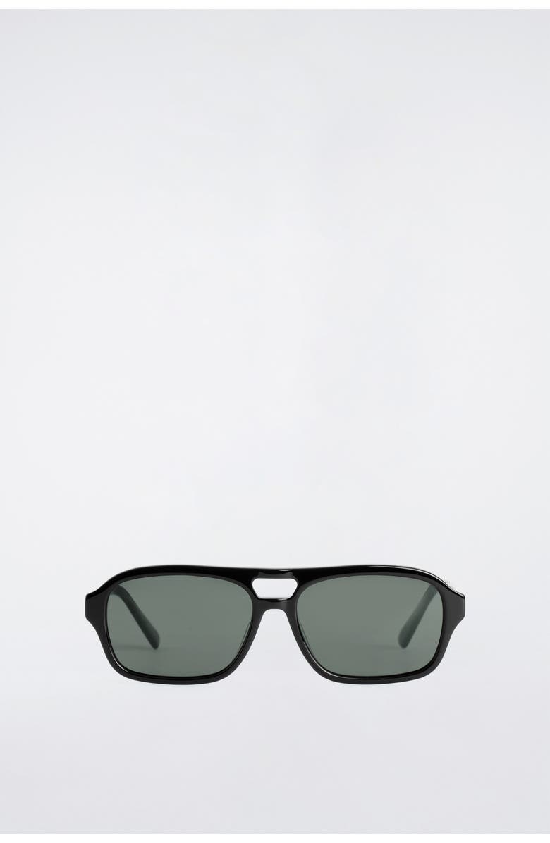 COS Rectangular Aviator Sunglasses, Alternate, color, Black / Gray