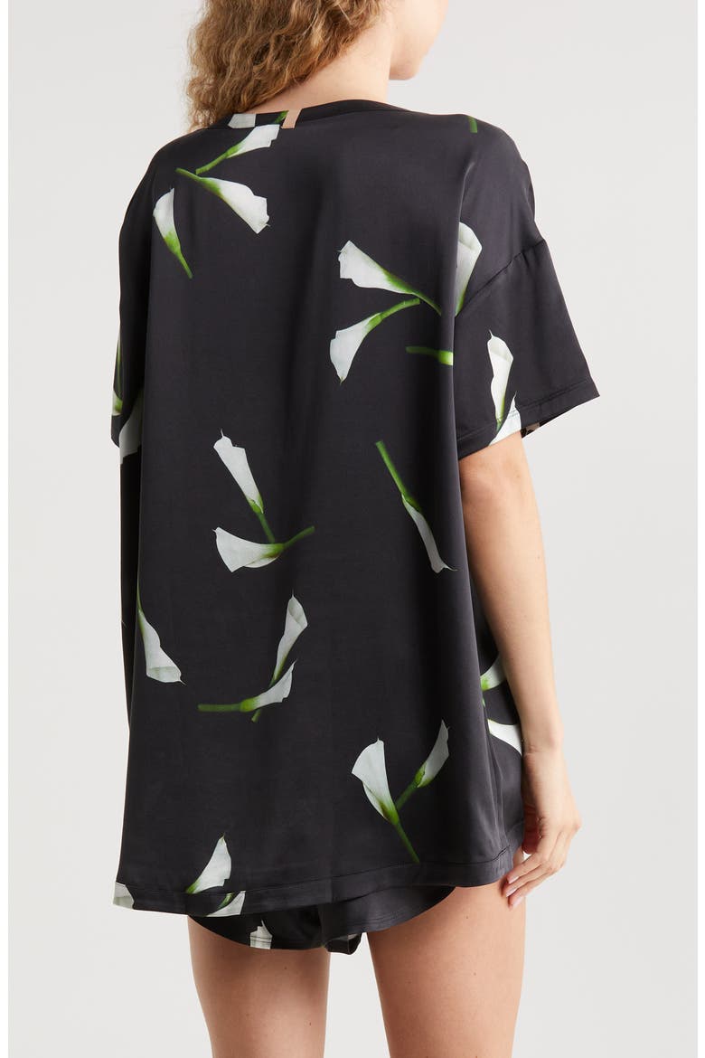 Washable Silk Tee Short Pajamas, Alternate, color, FLOATING LILY