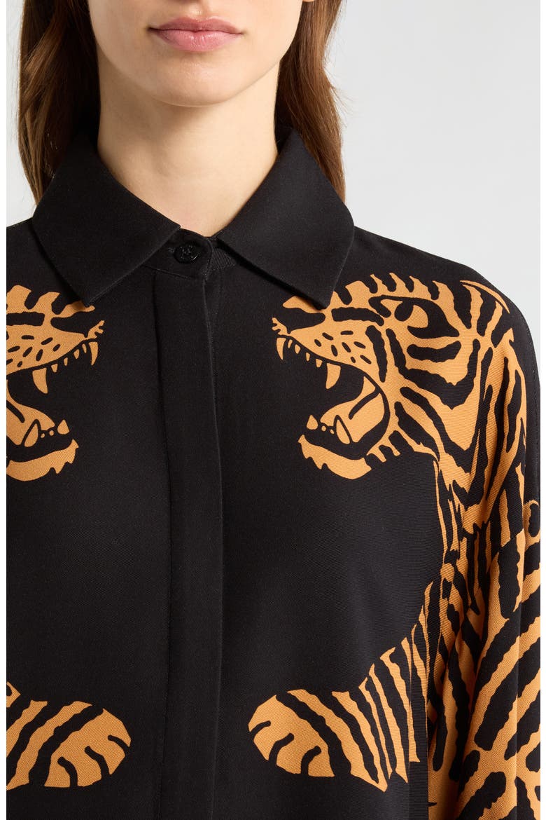 Tiger Button-Up Shirt, Alternate, color, BLACK