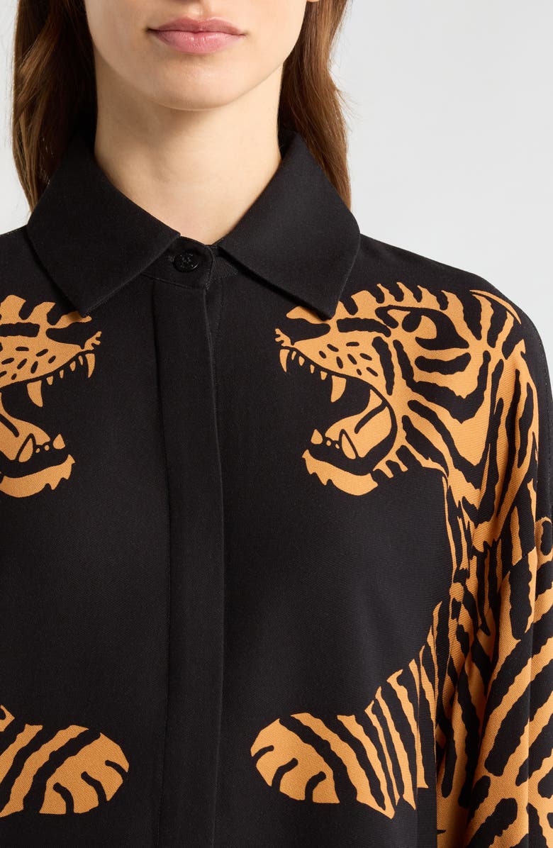 FARM Rio Tiger Button-Up Shirt, Alternate, color, Black