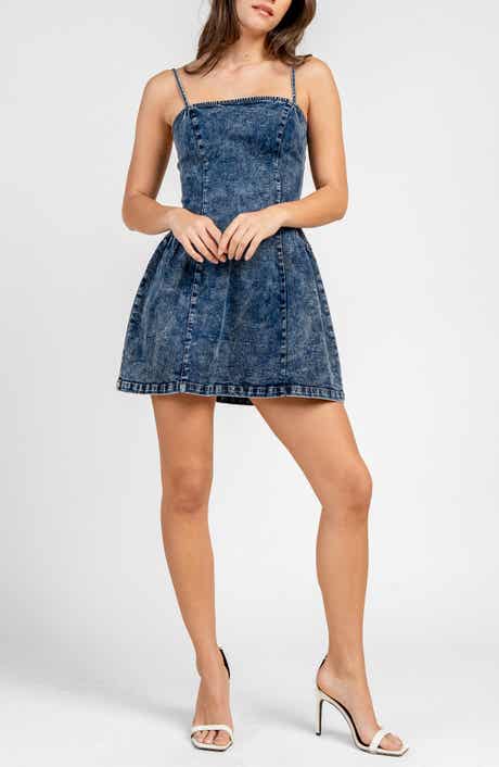 Seamed Detail Denim A-Line Dress