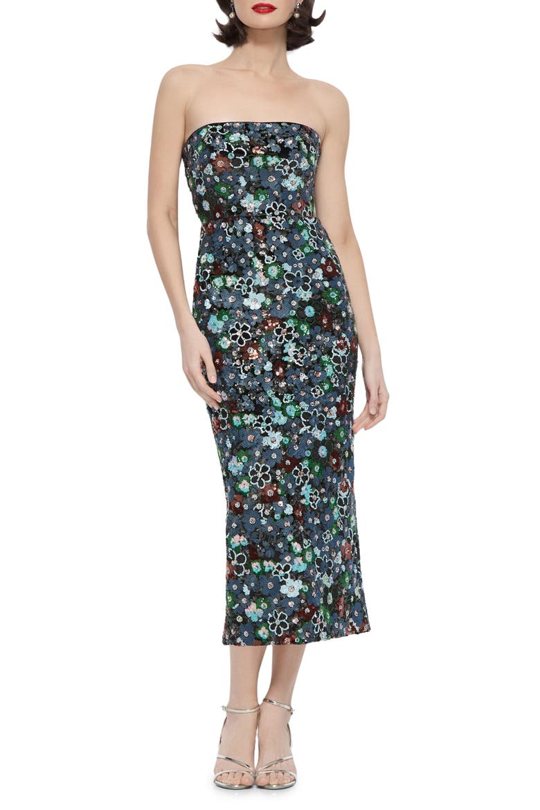 Peri Floral Sequin Cocktail Dress, Main, color, BLACK MULTI