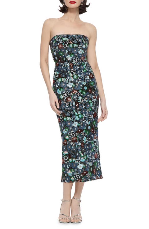 Peri Floral Sequin Cocktail Dress