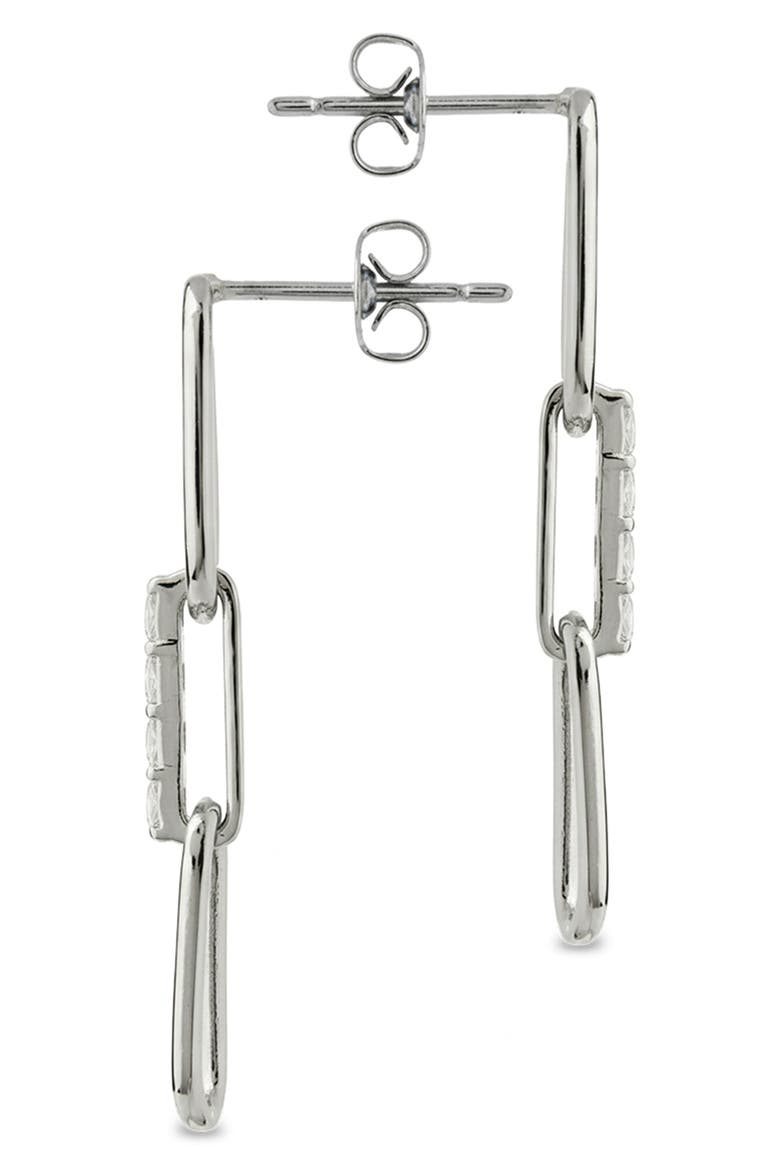 Daniella Baguette Link Drop Earrings, Alternate, color, SILVER