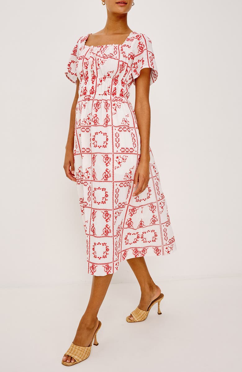 Rails Nanette Print Midi Dress, Alternate, color, Ivory Red Handkerchief