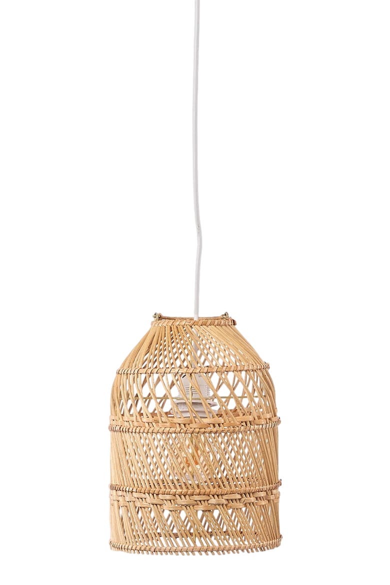 Small Bell Rattan Pendant Hanging Light, Alternate, color, Natural