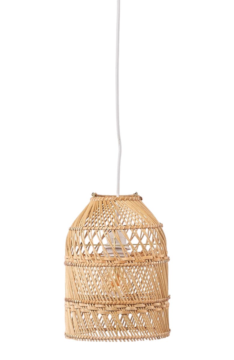 The Artisan & Company Small Bell Rattan Pendant Hanging Light, Alternate, color, Natural