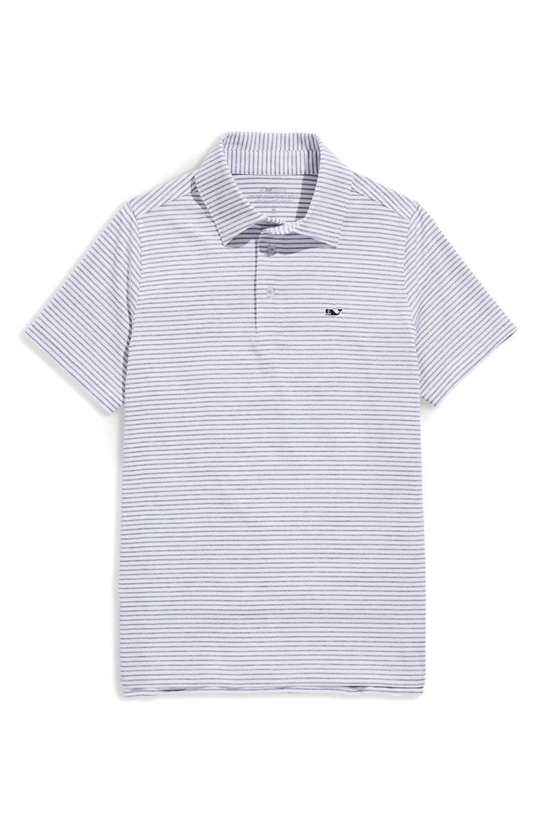 vineyard vines Kids' Bradley Stripe Stretch Polo, Main, color, Stripe White/ Tejeda