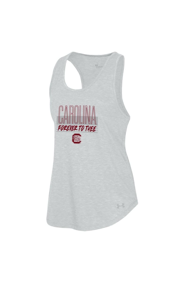 Under Armour Women's Under Armour Heather Gray South Carolina Gamecocks Breezy Racerback Tri-Blend Tank Top, Alternate, color, Heather Gray