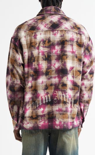 Curved Logo Plaid Button-Up Shirt