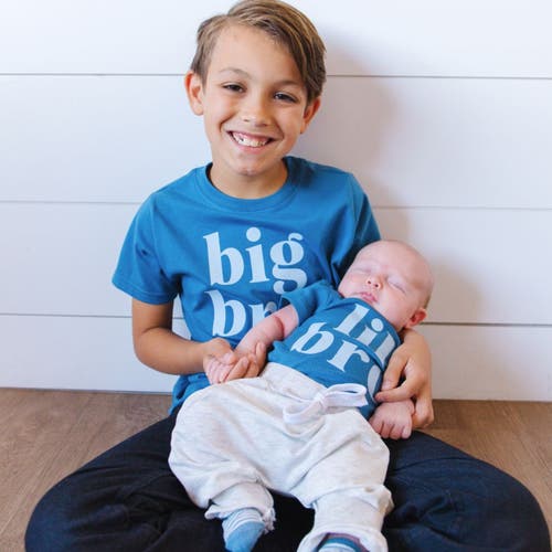 Shop Sweet Wink Lil Bro Short Sleeve Bodysuit In Indigo