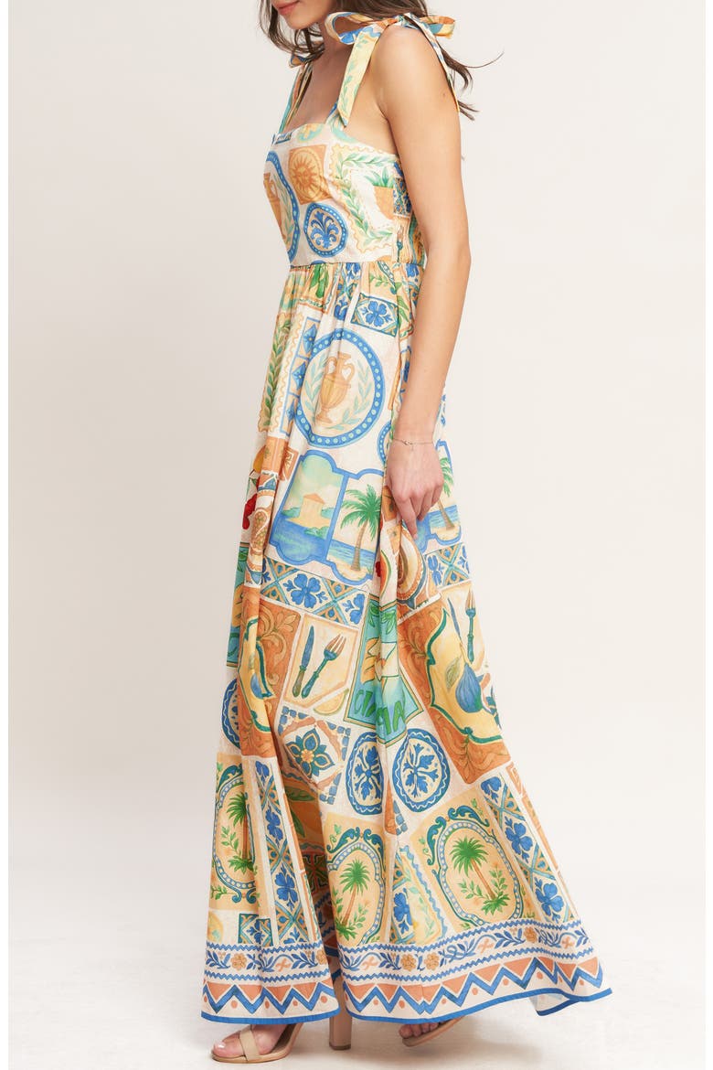 Print Tie Strap Sundress, Alternate, color, PEACH