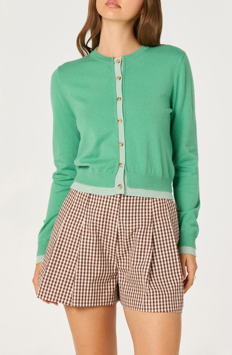 ASTR the Label Clovis Cardigan, Alternate, color, Green Color Block