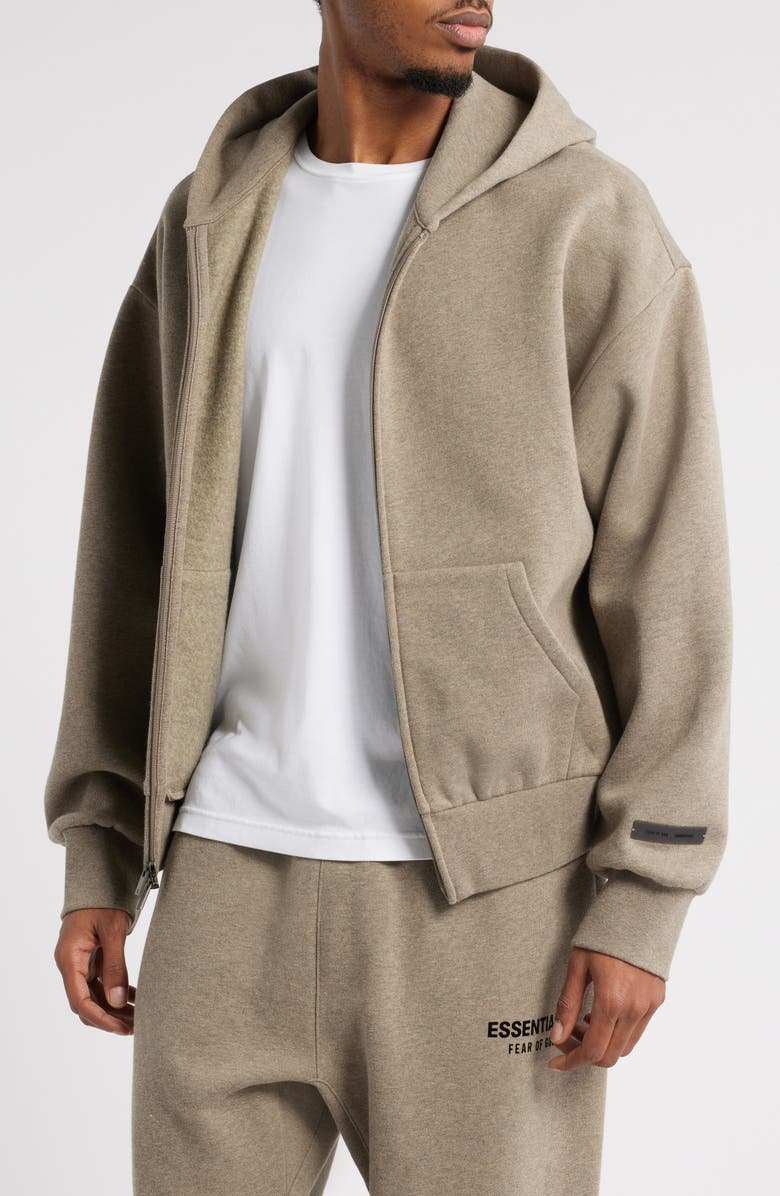 Fear of God Essentials Classic Fit Logo Graphic Zip Hoodie, Alternate, color, 
