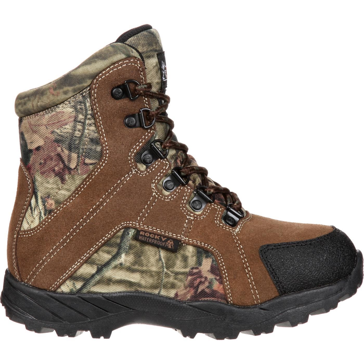 Rocky Waterproof Kids' Hunting Waterproof 800G Insulated Boot, Main, color, Brown And Mossy Oak Country