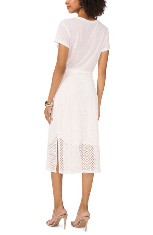 Shop Vince Camuto Lace Midi Skirt In New Ivory