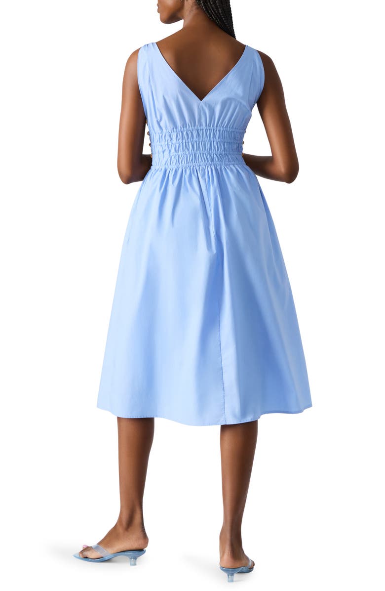 Steve Madden Kassie Bead Detail Smock Waist Cotton Midi Dress, Alternate, color, Aurora Blue