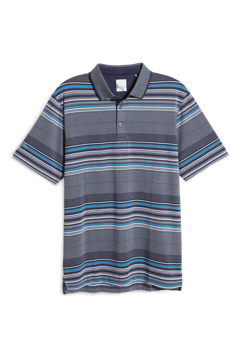 Swing Tech™ Oxford Stripe Performance Golf Polo, Alternate, color, PEACOAT HEATHER