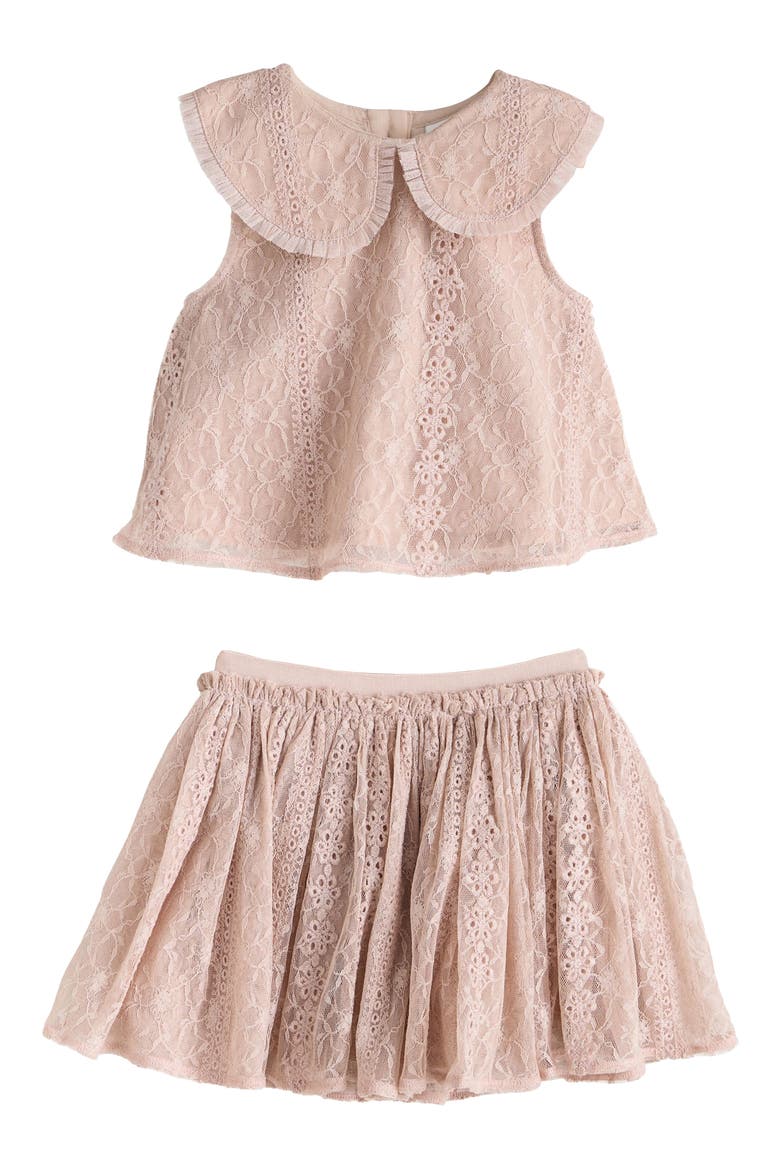 Kids' Embroidered Lace Top & Skirt Set, Main, color, PINK