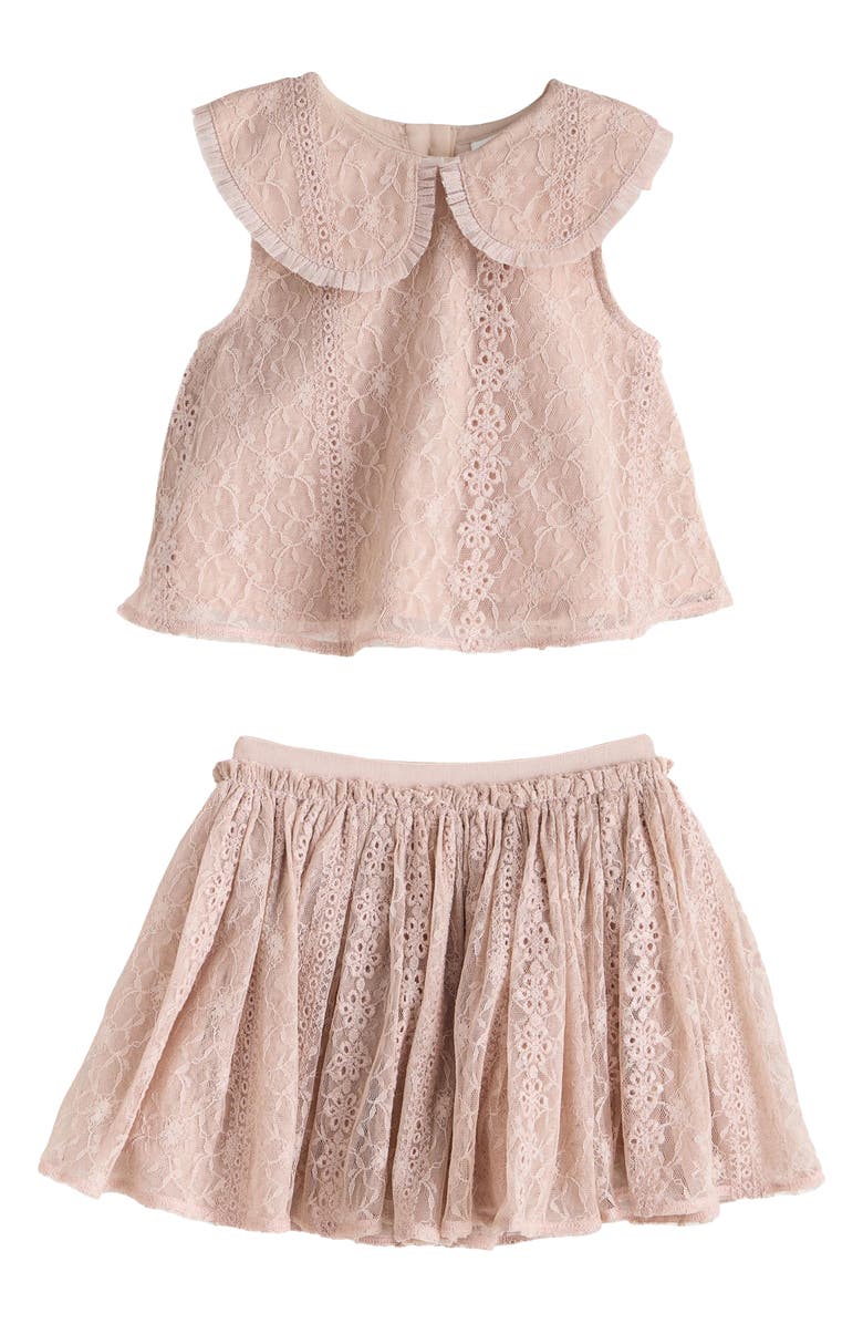 NEXT Kids' Embroidered Lace Top & Skirt Set, Main, color, Pink