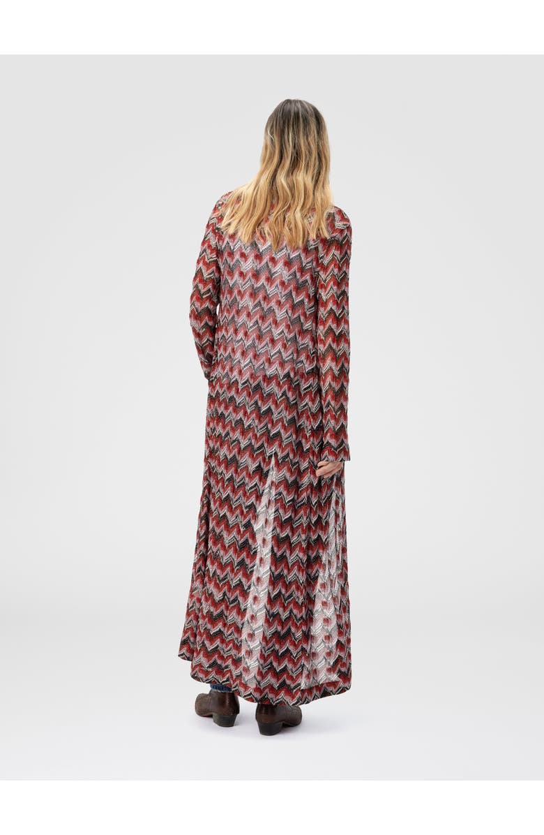 Missoni Long Cardigan In Embroidered Lace, Alternate, color, Black & Red