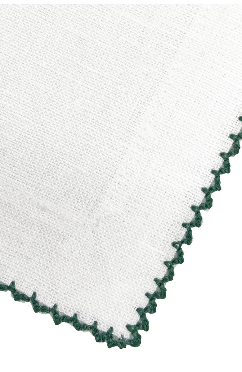 Tina Chen Designs Picot Edge Set of 4 Linen Cocktail Napkins, Alternate, color, Evergreen