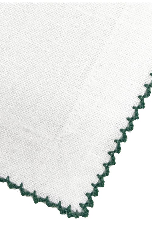 Tina Chen Designs Picot Edge Set Of 4 Linen Cocktail Napkins In Green