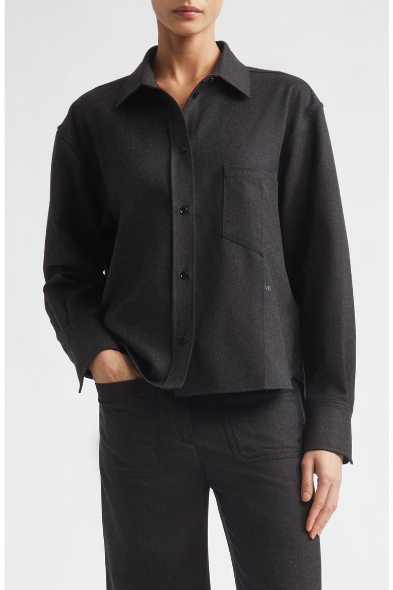 Ellys Wool Button-Up Shirt, Main, color, DARK GREY MELANGE