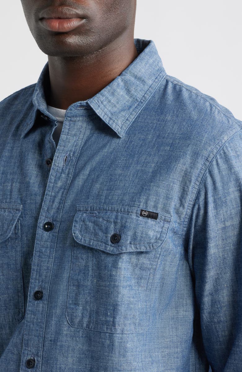 AG Miller Cotton Chambray Button-Up Shirt, Alternate, color, Channel Sky