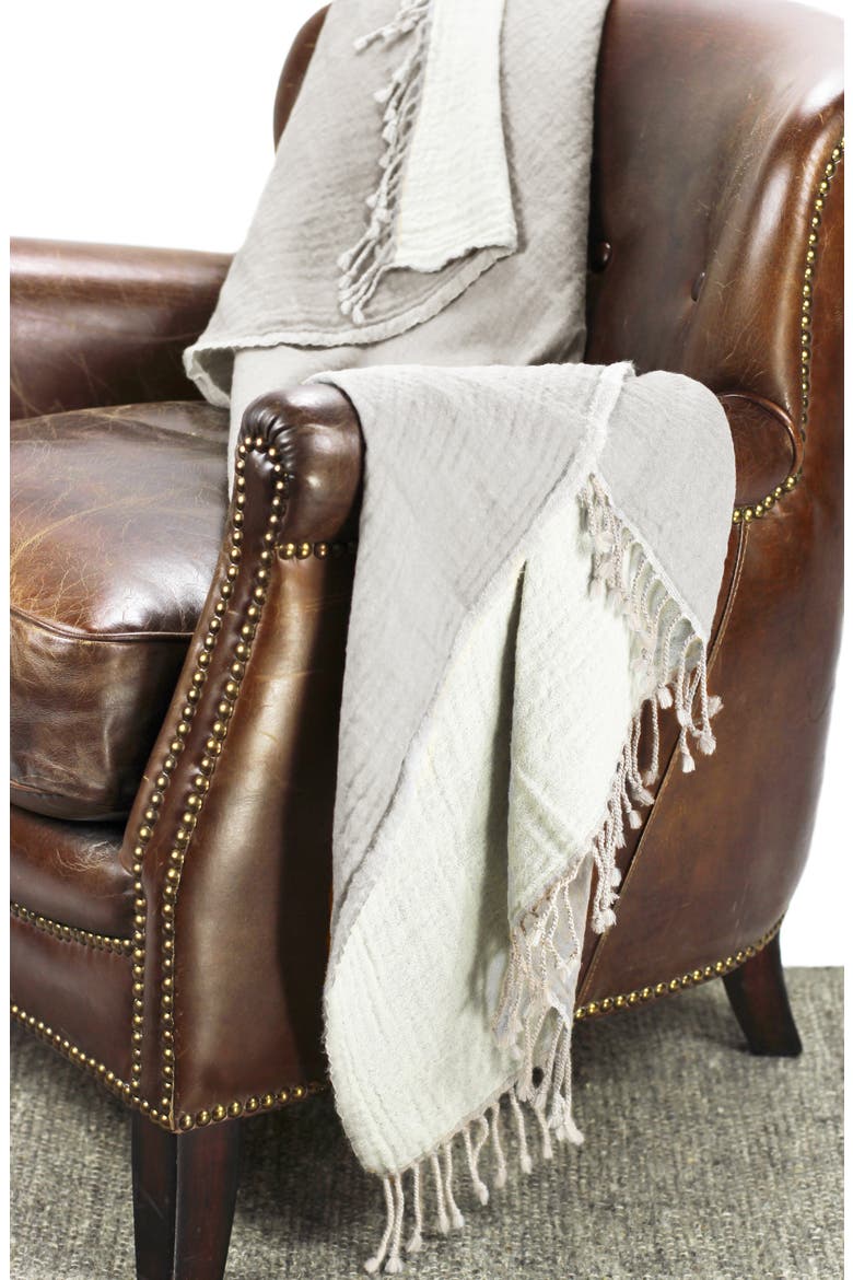 Reversible Merino Wool Throw Blanket, Alternate, color, GREY/ IVORY