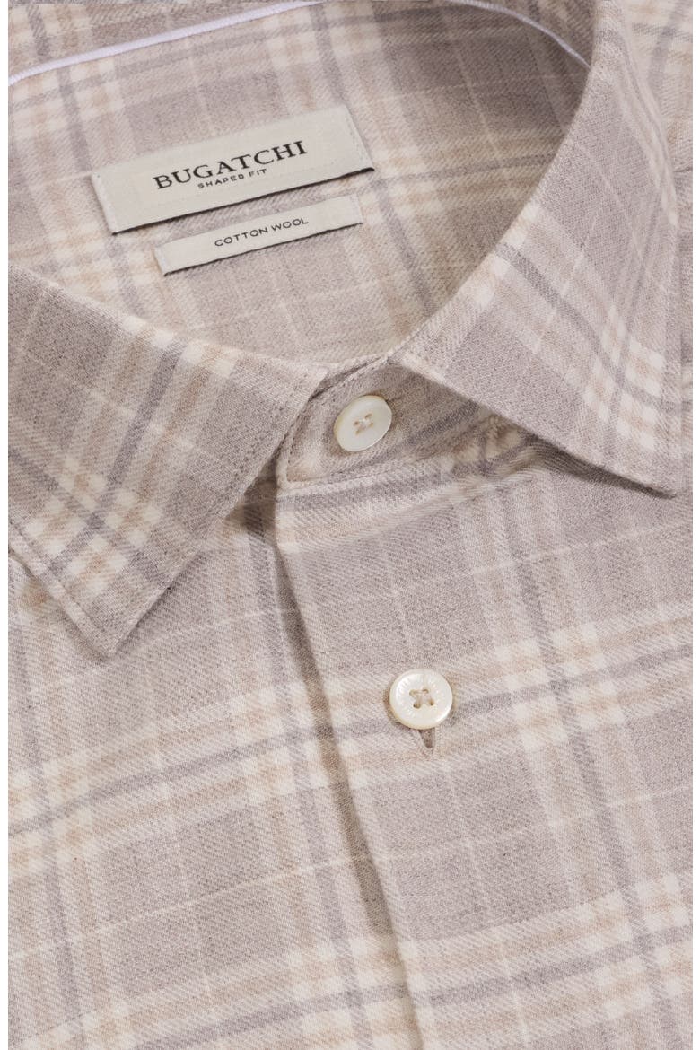 Axel Plaid Cotton & Wool Button Up Shirt, Alternate, color, COBBLESTONE
