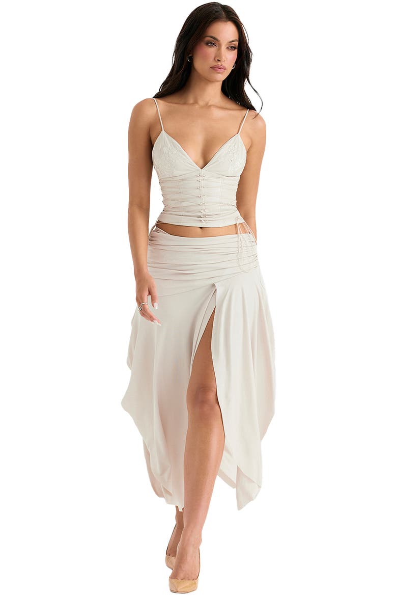 Flowy Ruched Midi Skirt, Alternate, color, OFF-WHITE