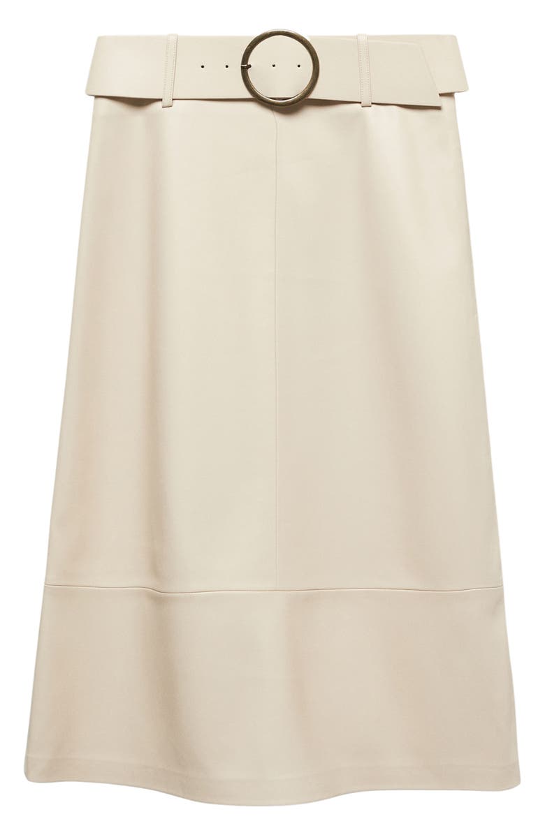 MANGO Faux Leather Belted Skirt, Alternate, color, 