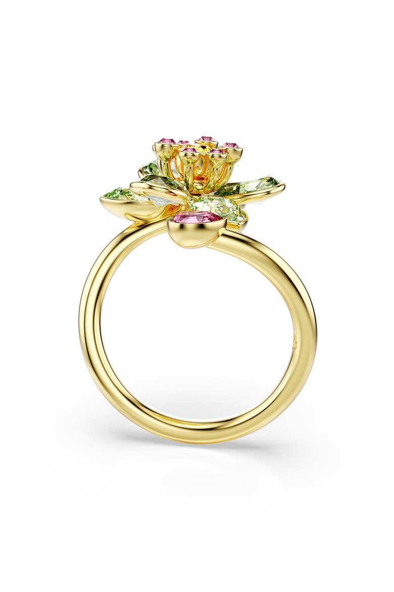 Idyllia Crystal Flower Bypass Ring, Alternate, color, GREEN