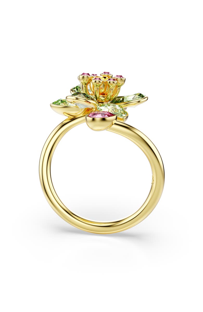 Swarovski Idyllia Crystal Flower Bypass Ring, Alternate, color, Green