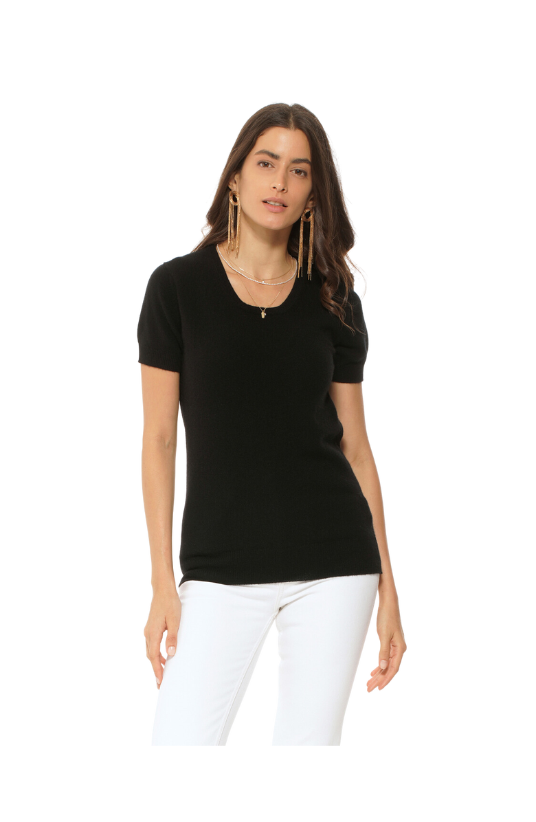 Monticelli Cashmere Pure Cashmere Featherlight Knit Tee, Main, color, Black