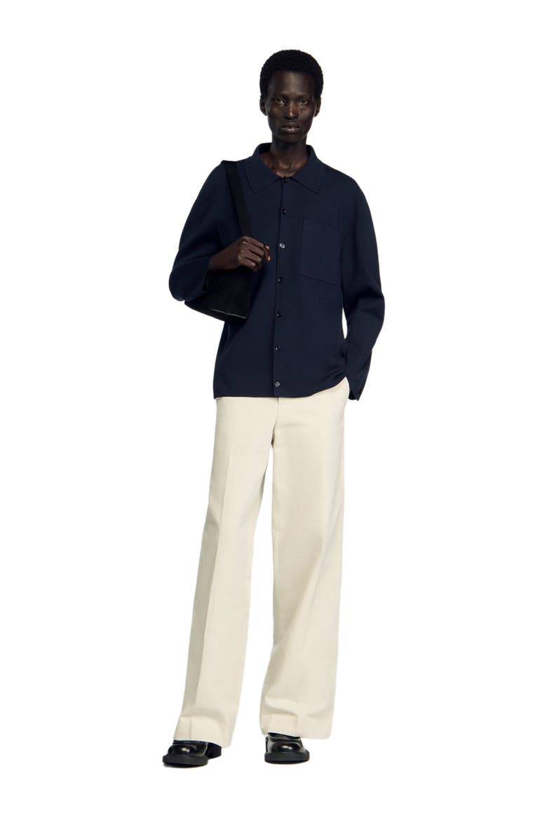Knitted shirt jacket, Alternate, color, Navy blue