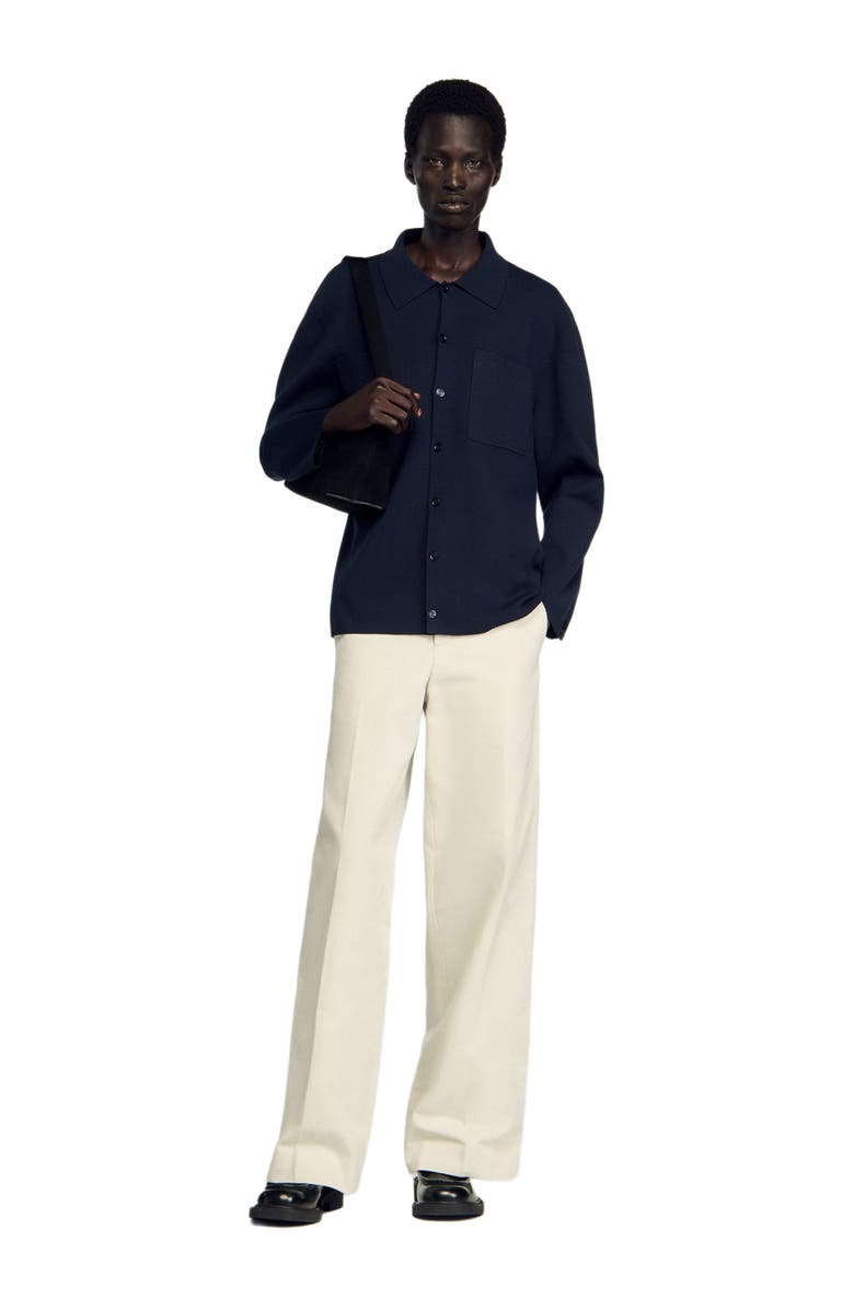 SANDRO Knitted shirt jacket, Alternate, color, Navy Blue