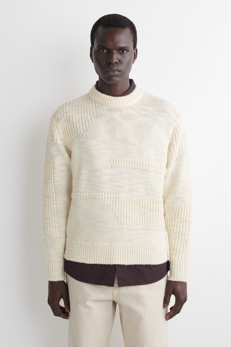 Ladder-stitch Wool Sweater, Main, color, CREAM