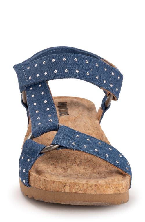 Muk Luks Piper Platform Wedge Sandal In Studded Denim