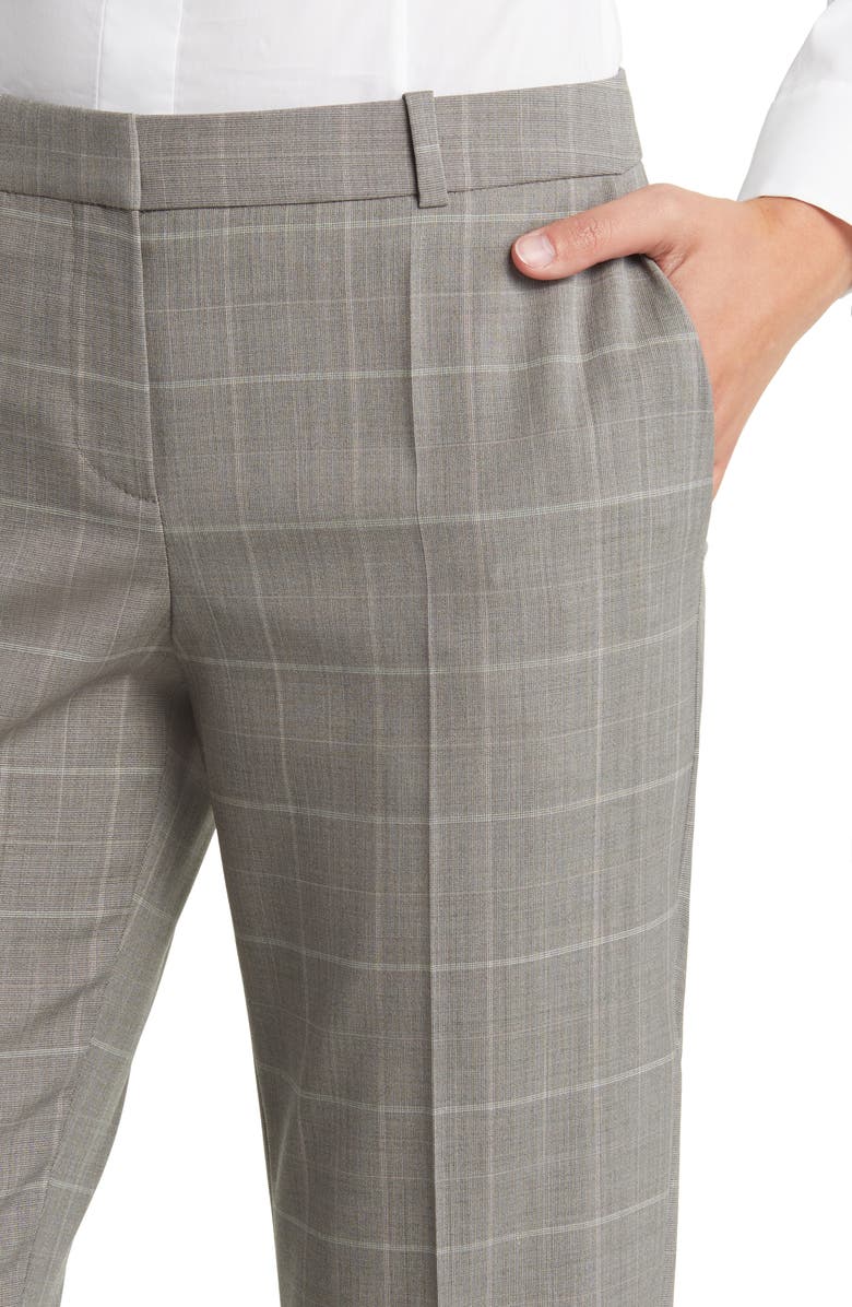 BOSS Tilunana Plaid Wool Pants, Alternate, color, Grey Miscellaneous